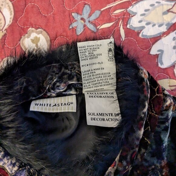 White Stag Gold And Velour Accent Mandarin Style Top - Picture 4 of 11